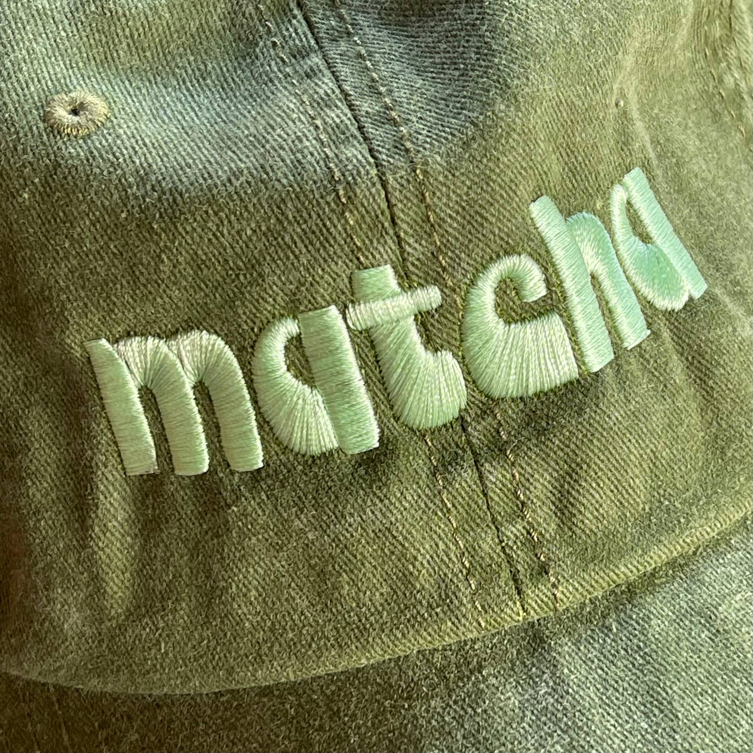 Matcha Baseball Dad Hat closeup