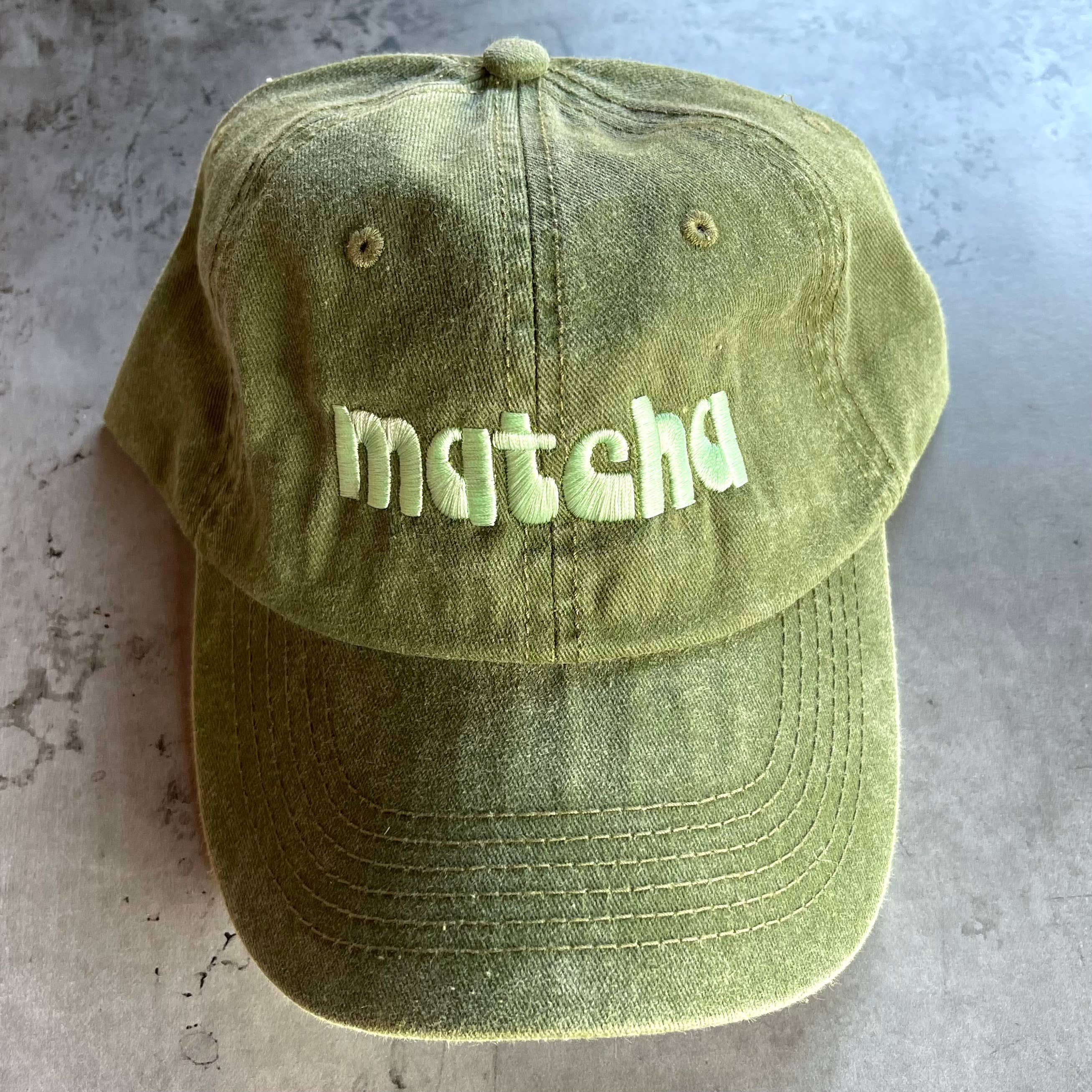 Matcha Baseball Dad Hat front view