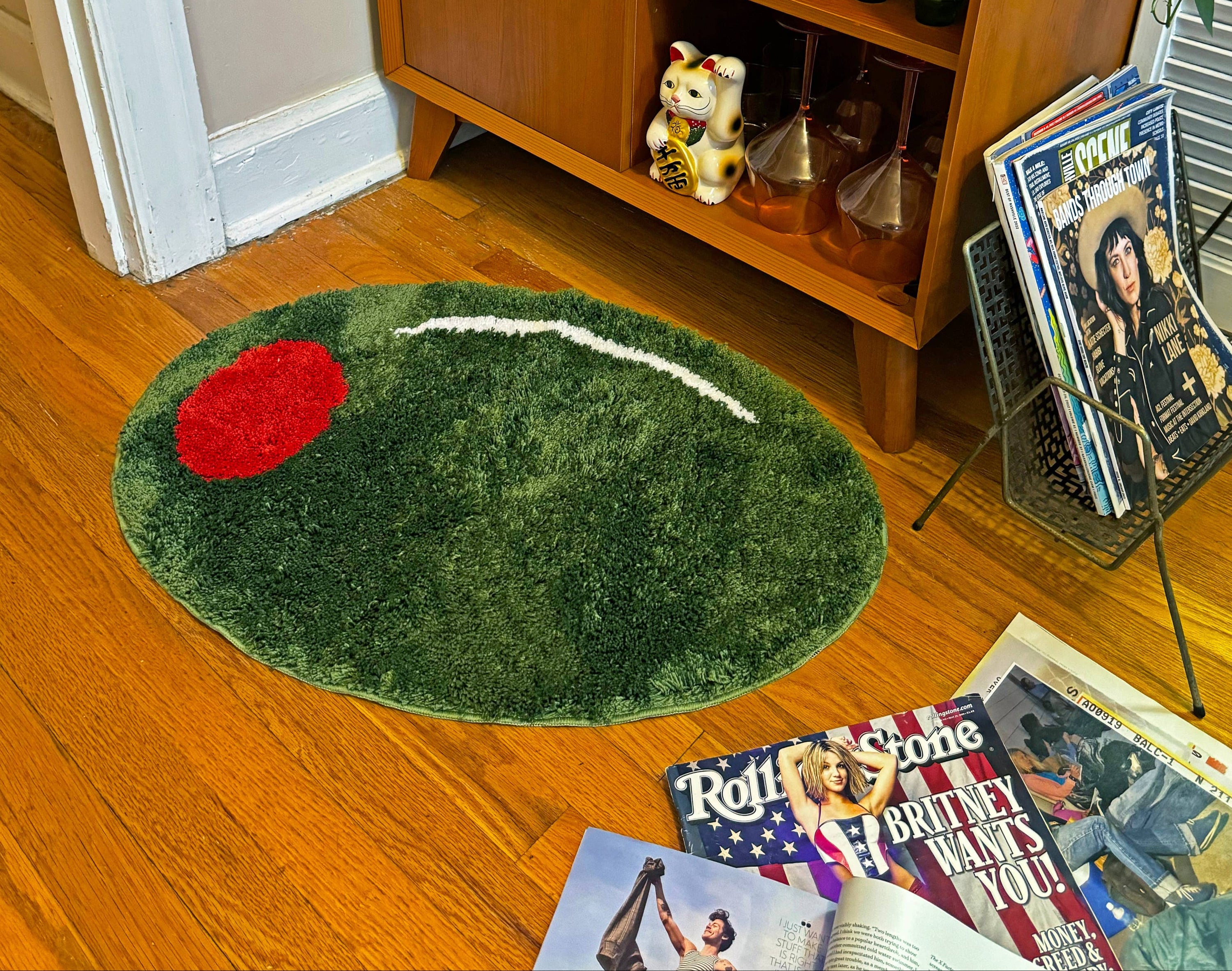 Olive Rug on floor in a room