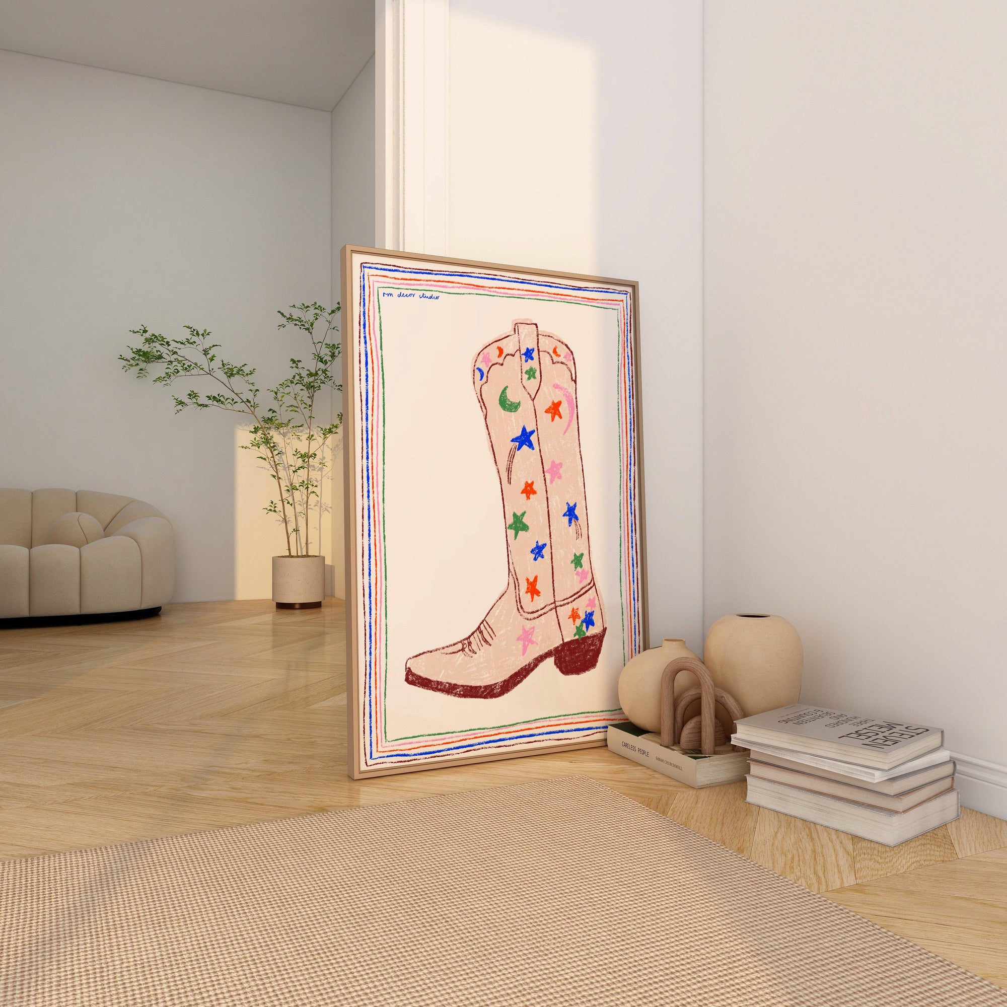 Cowboy-boot-a3-print-unframed-for-wall