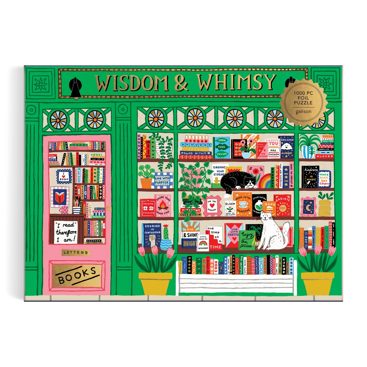 Galison Wisdom and Whimsy Bookshop Foil Puzzle 1000pc