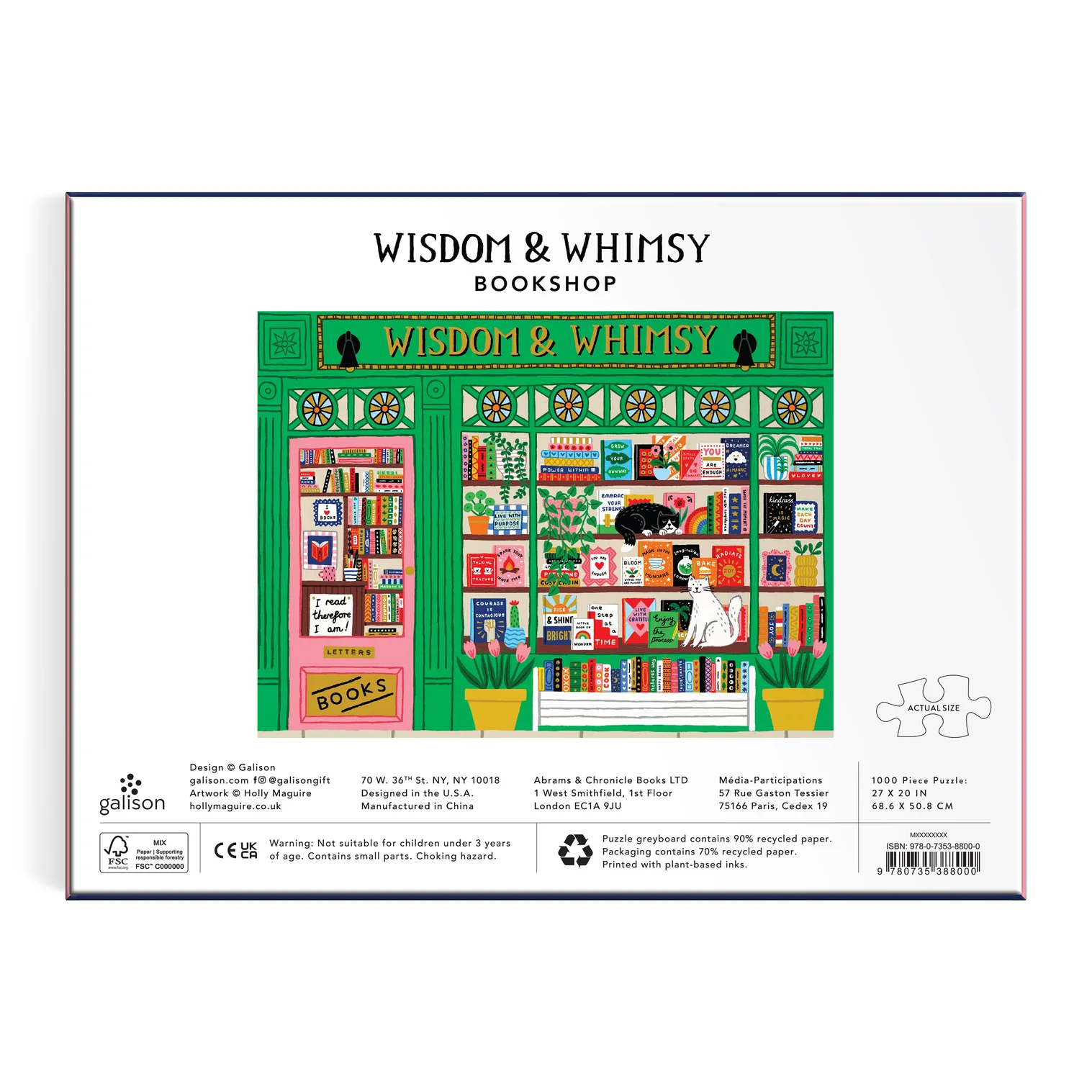 Galison Wisdom and Whimsy Bookshop Foil Puzzle 1000pc