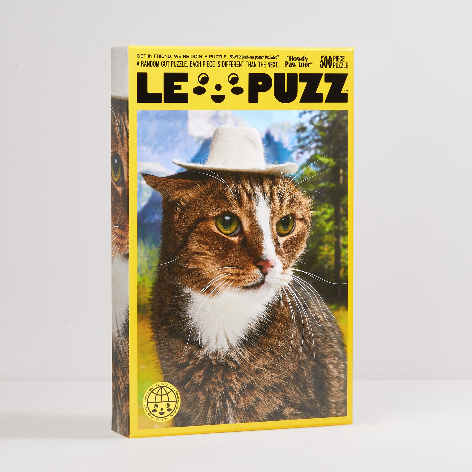 Le Puzz Howdy Pawtner 500-piece puzzle box front – colourful western-themed folk art illustration