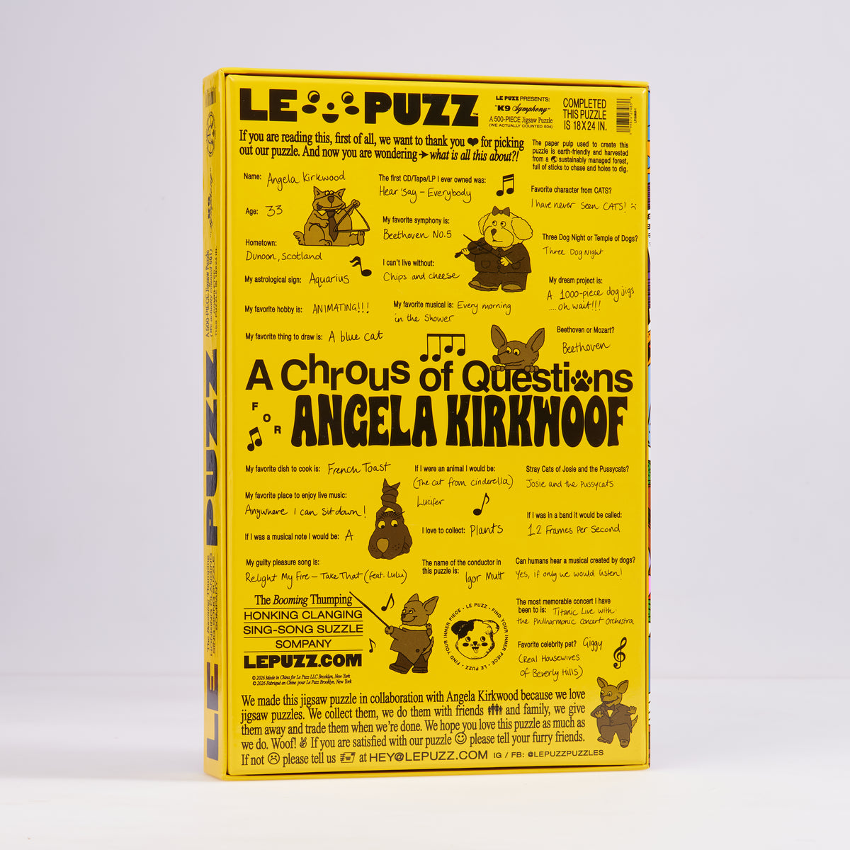 yellow le puzz k9 back of box 