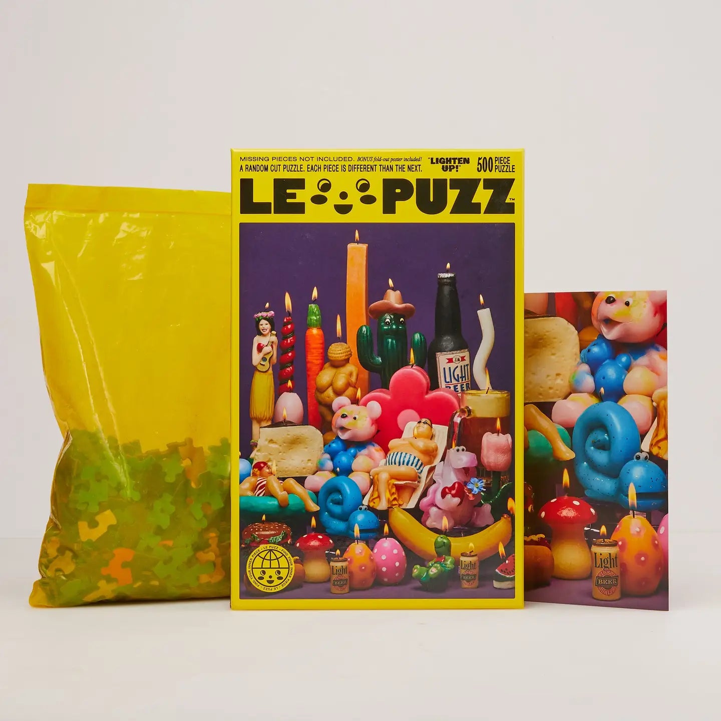 LEO PUZZ puzzle packaging with colorful illustration and yellow border