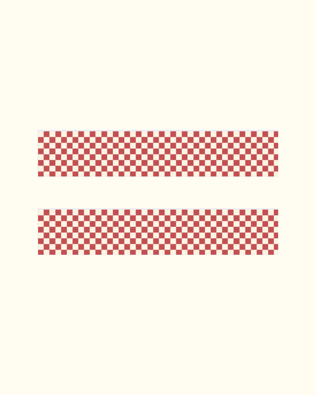 Two red checkered stripes on a white background