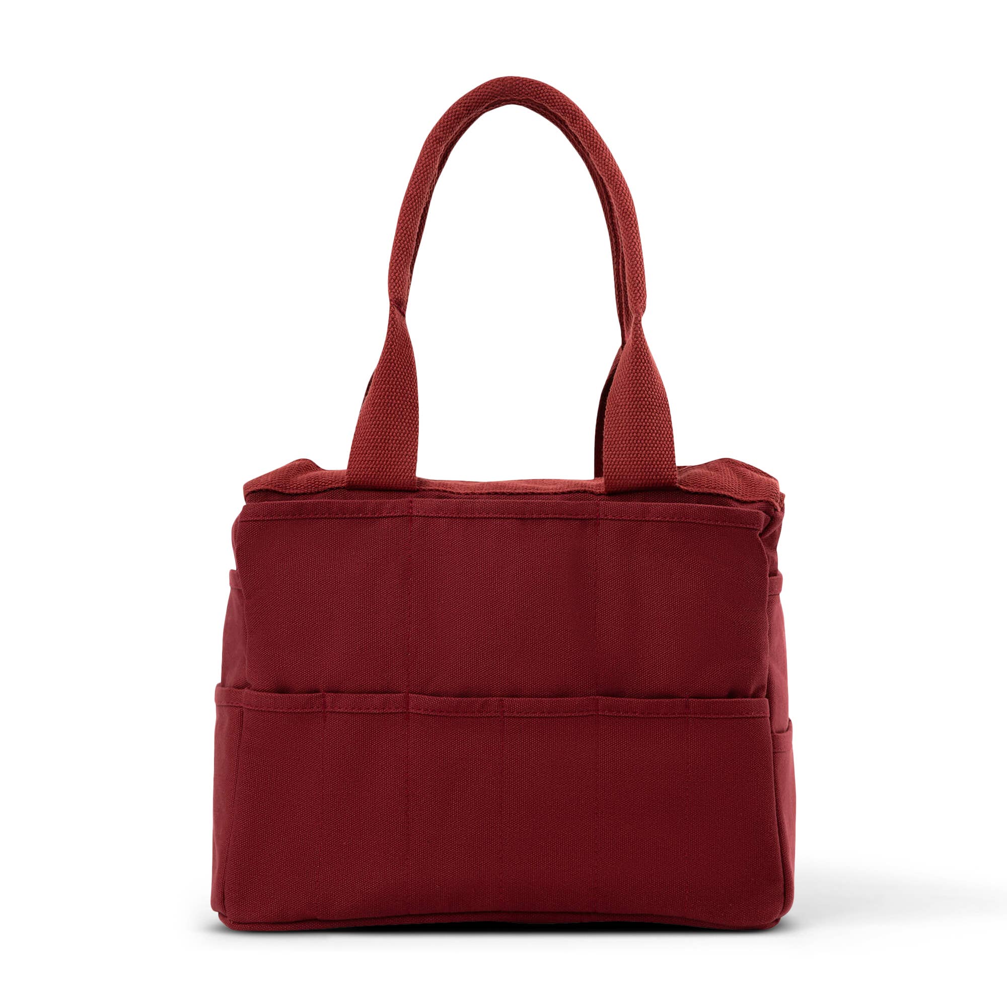 Red soolla tote bag on a white background