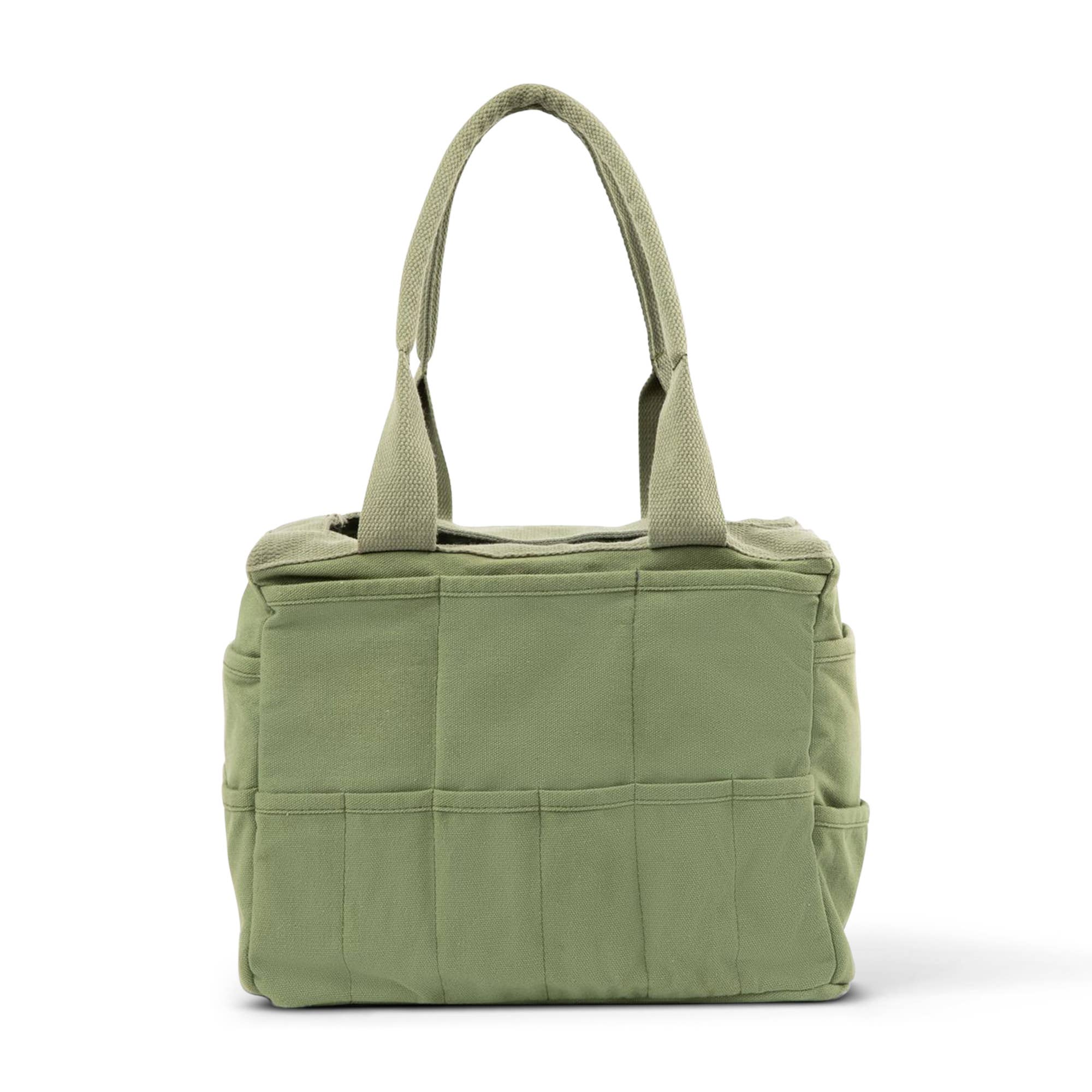 Green soolla quilted tote bag on a white background