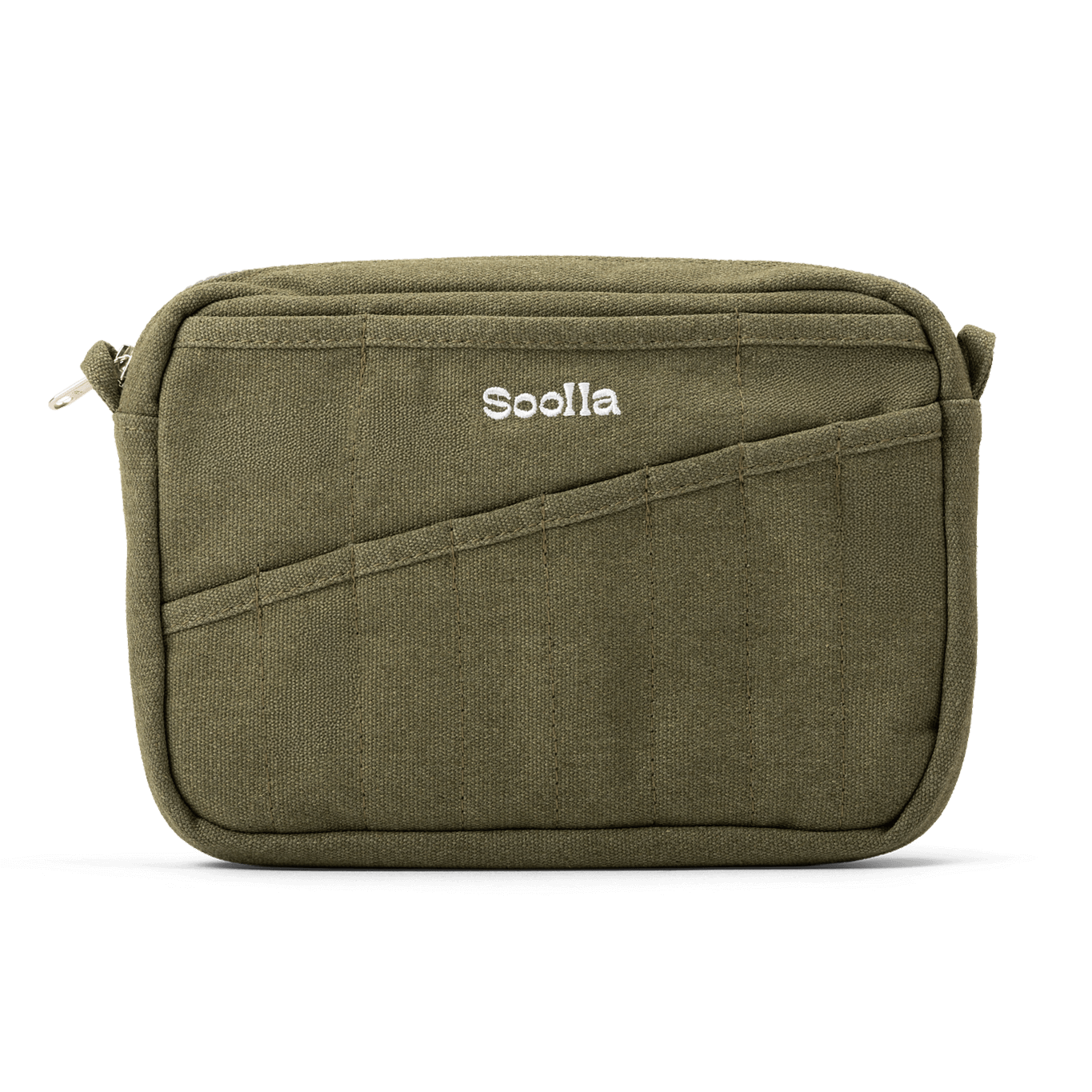 Green bag with 'Soolla' branding on a white background