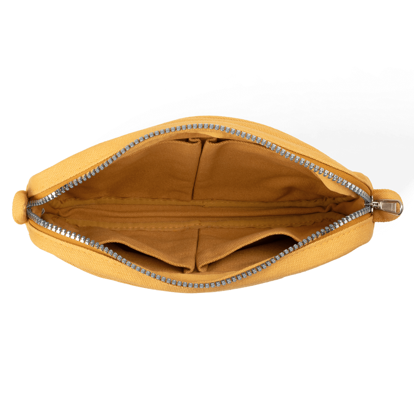 Yellow pouch with a zipper on a black background