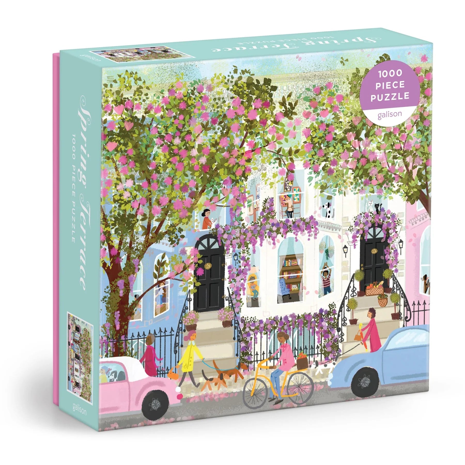 Puzzle box with a colorful illustration of a street scene with people and flowers, featuring the brand 'Eeboo'.