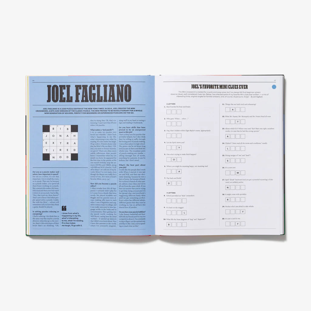 Open book with a page featuring Joel Fagliano's name and a questionnaire.