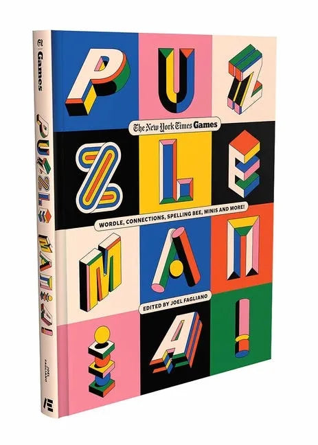 Book cover of 'The New York Times Games Puzzle Man' with colorful geometric design.