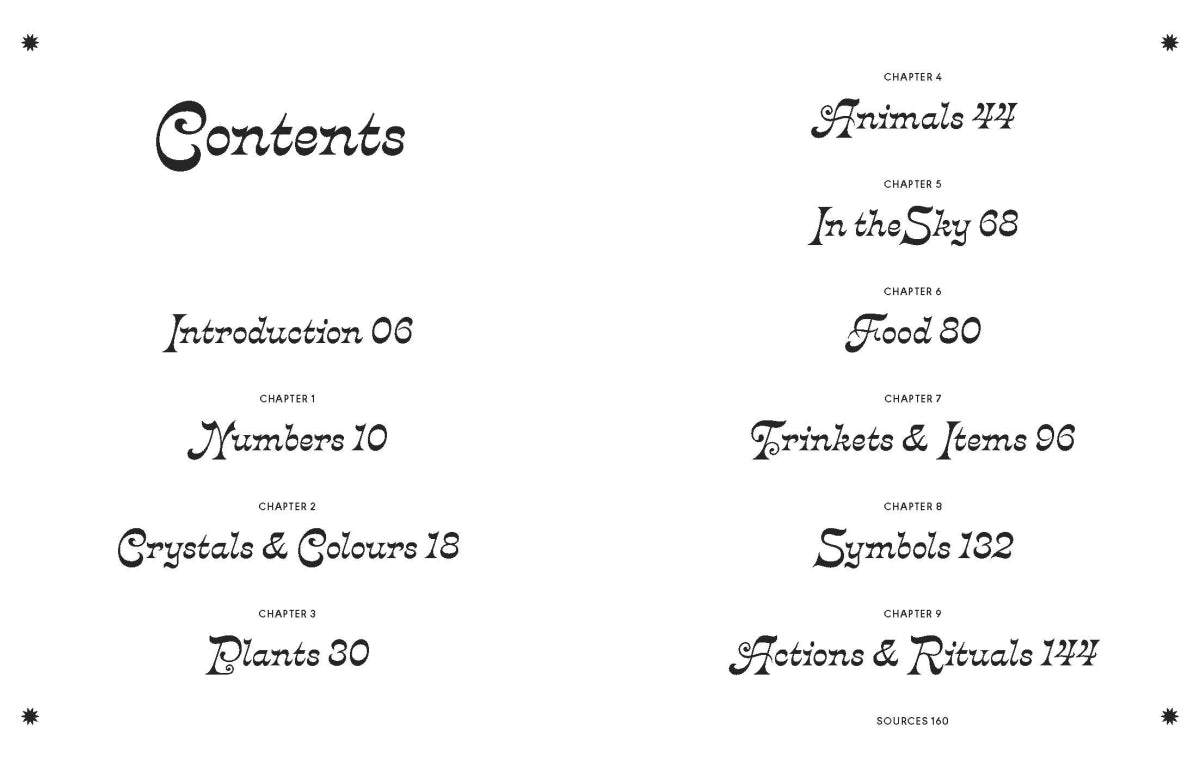Table of contents with chapter titles and page numbers on a white background