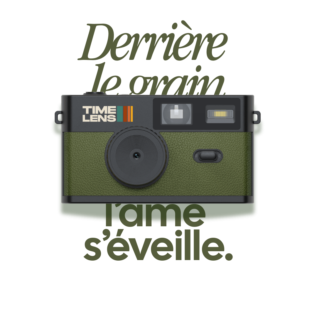 Green camera with 'Time Lens' branding on a transparent background
